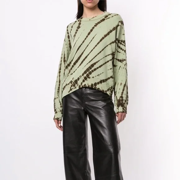 PROENZA SCHOULER • Mint/Brown White Label Modified Raglan Tie Dye Sweatshirt, XS - Picture 16 of 16